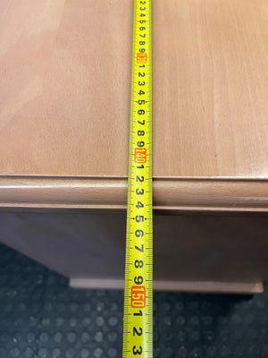 Oak-Tone Office Desk with 3 Drawers — Surface Mark on Top Right Side – width measurement