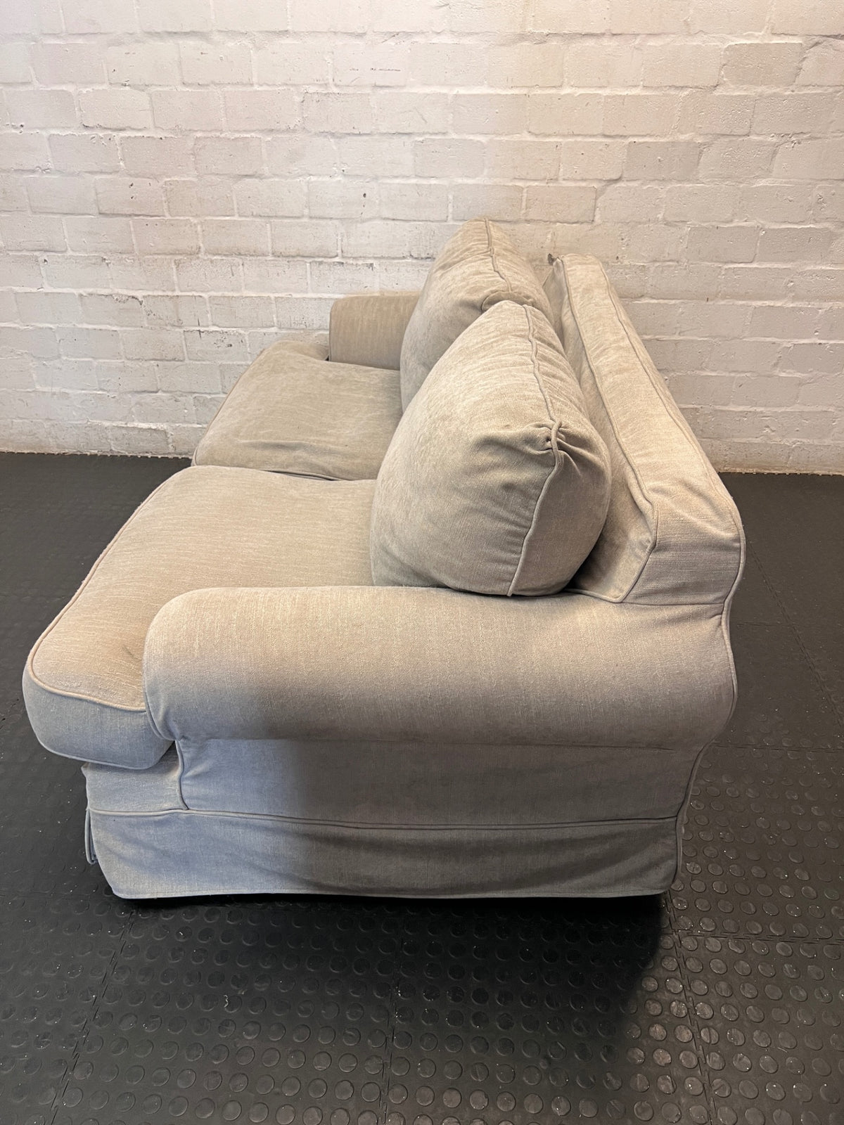 Grey Coricraft 2 Seater Couch — Good Working Order – side view