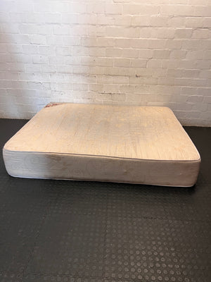 Quilted Beige Queen Mattress — Good Working Order – back view