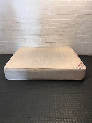 Quilted Beige Queen Mattress — Good Working Order – side view
