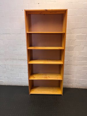 Natural Pine 5-Tier Bookshelf — Good Working Order – main front view