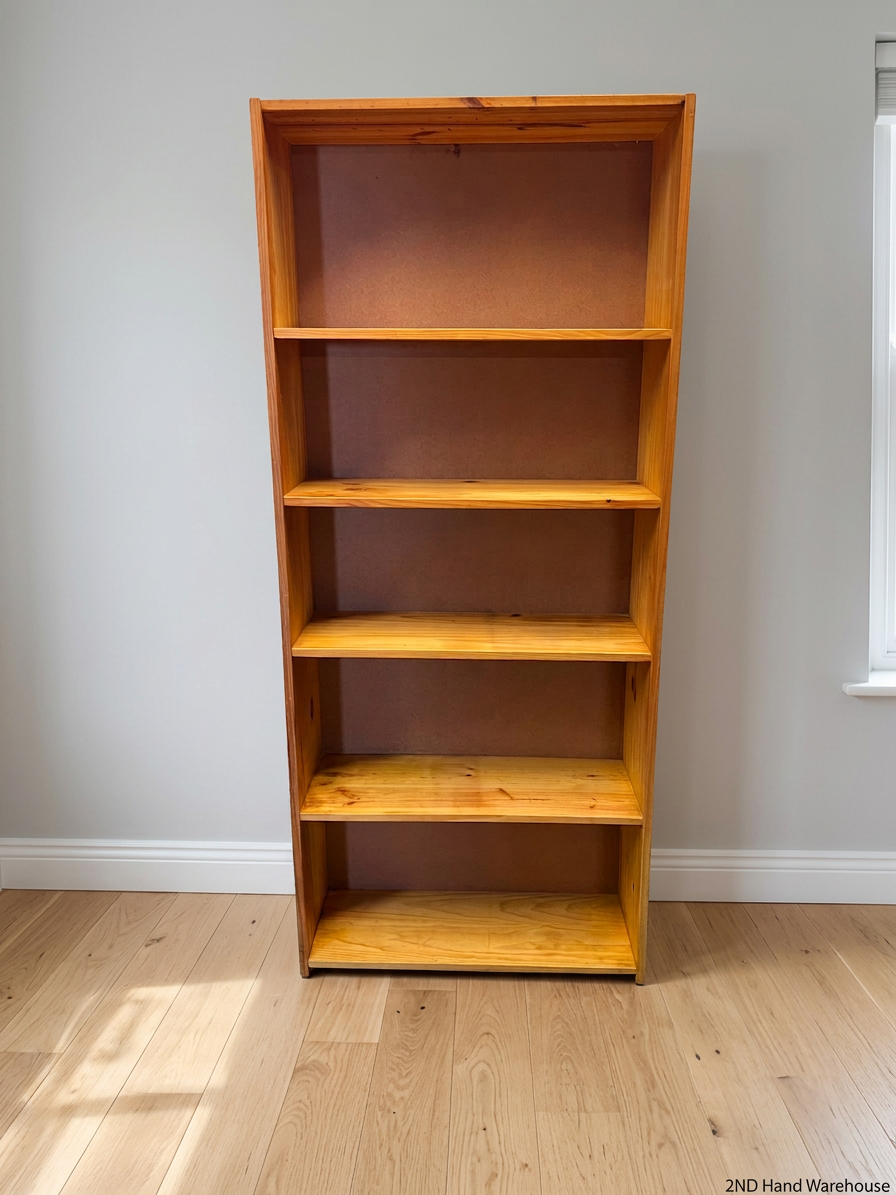 Natural Pine 5-Tier Bookshelf — Good Working Order – styled product image