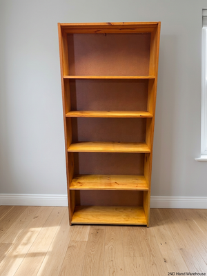 Natural Pine 5-Tier Bookshelf — Good Working Order – styled product image