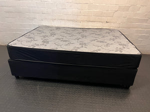 Double Bed Mattress and Base Set in Black and Grey — Good Condition Bed and Base – side view
