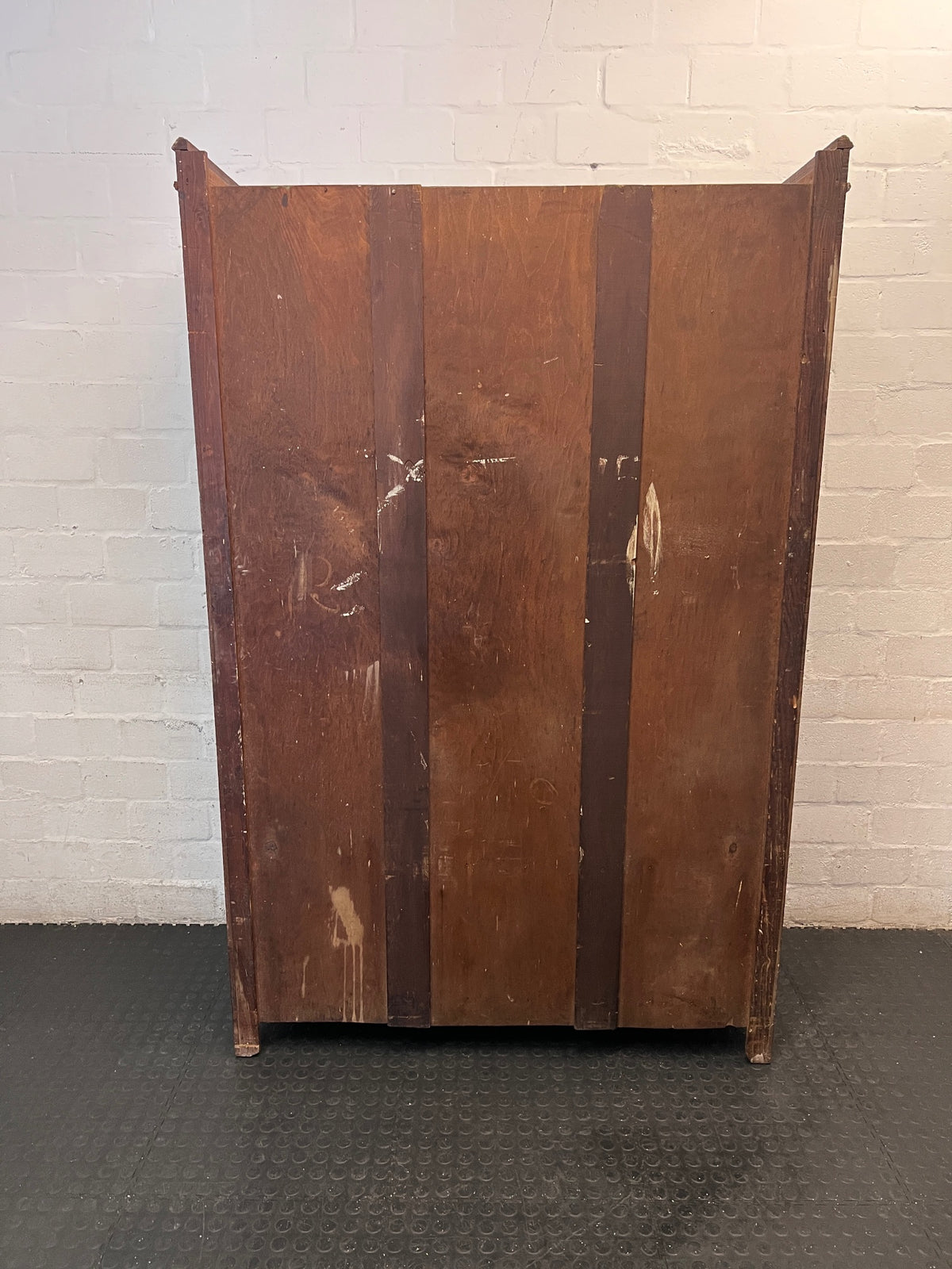 Art Deco Style 3-Door Wardrobe with Oval Mirror — Good Working Order – back view