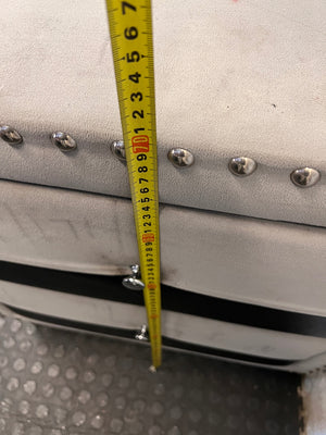 Upholstered Two-Tone Bedside Table with Stud Detail – height measurement