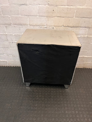 Upholstered Two-Tone Bedside Table with Stud Detail – top view