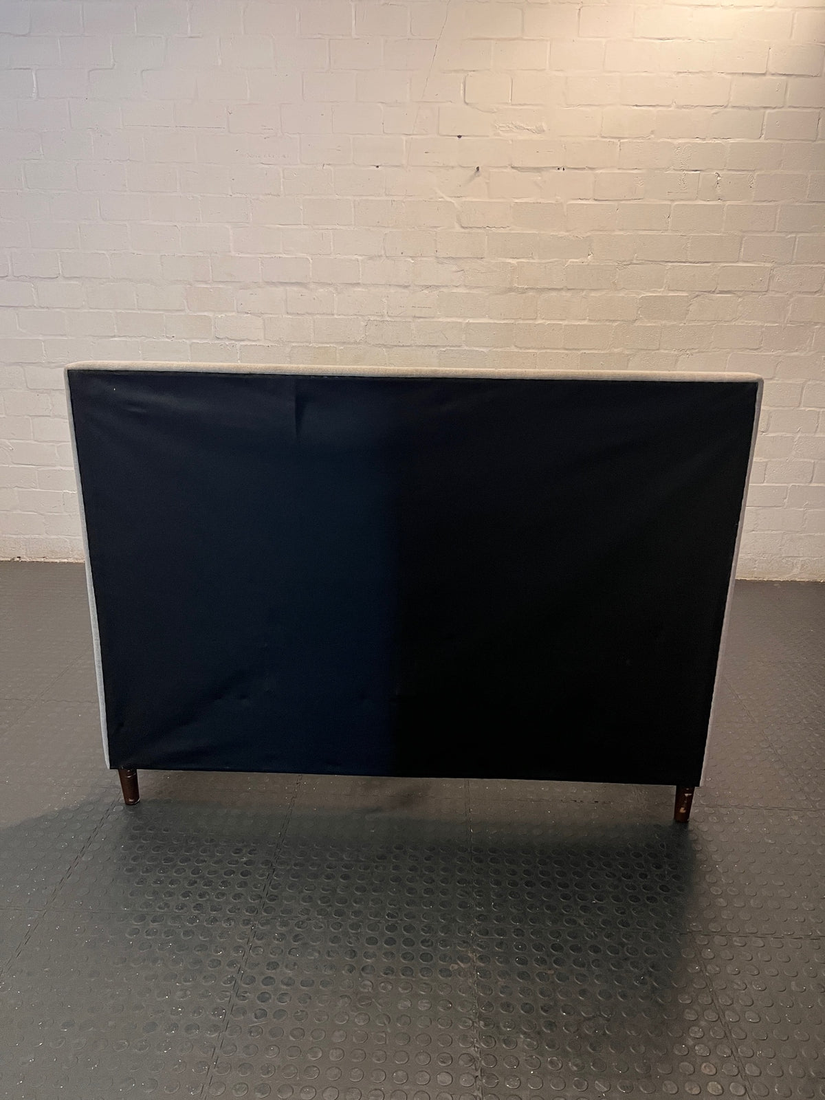 Upholstered Double Bed Frame with Geometric Headboard – condition detail