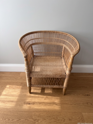 Woven Wicker Tub Chair — Well Used Condition – styled product image