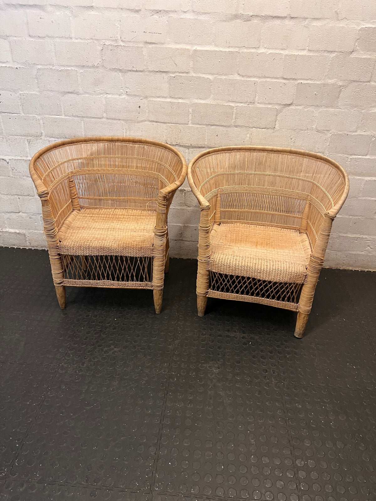 Woven Wicker Tub Chair — Well Used Condition – top view
