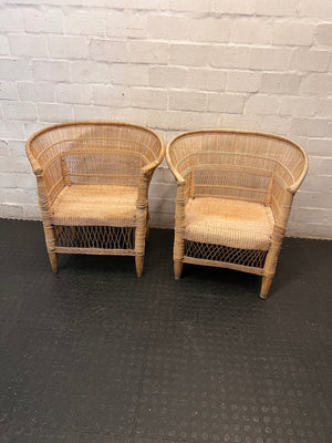 Woven Wicker Tub Chair — Well Used Condition – top view