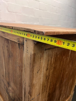Vintage Slatted Wooden Cabinet with Drawers — Fair Used Condition – depth measurement