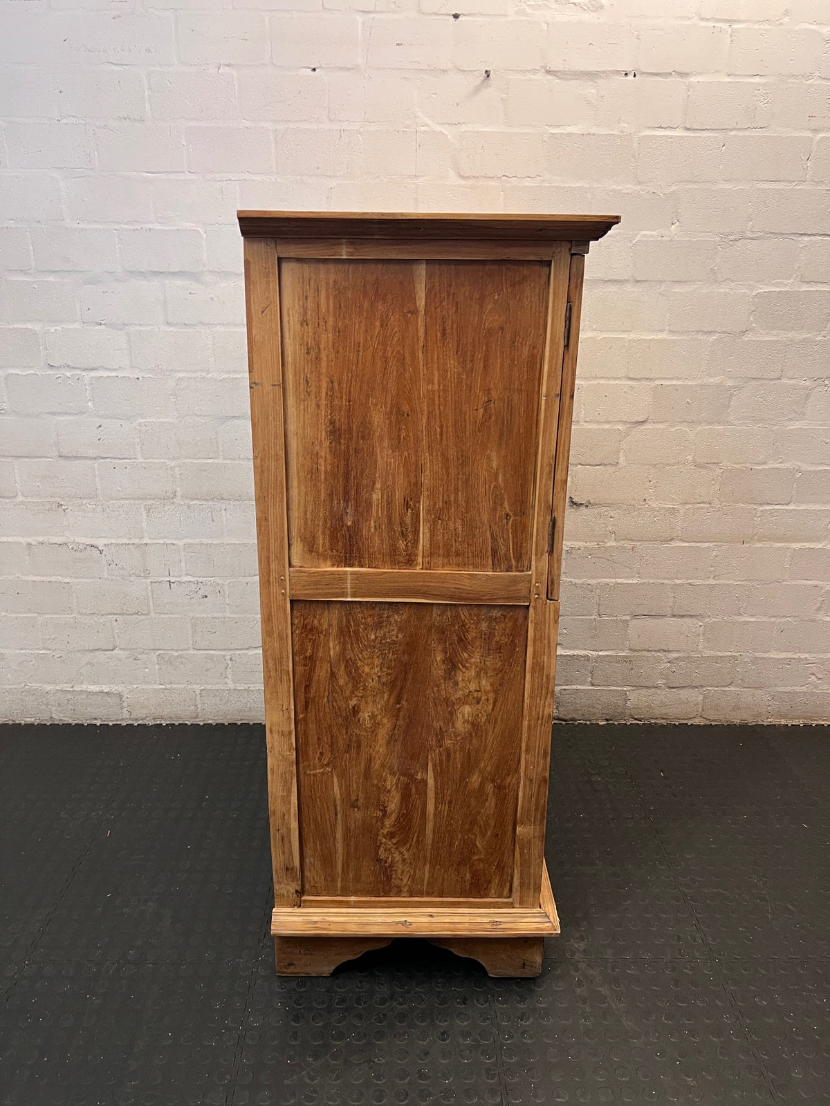 Vintage Slatted Wooden Cabinet with Drawers — Fair Used Condition – top view