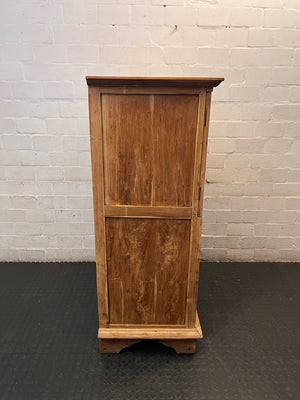 Vintage Slatted Wooden Cabinet with Drawers — Fair Used Condition – top view