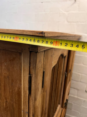 Vintage Slatted Wooden Cabinet with Drawers — Fair Used Condition – width measurement
