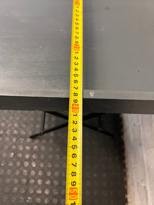 Grey Wooden Tray Table on Metal Folding Stand — Well Used Condition – depth measurement
