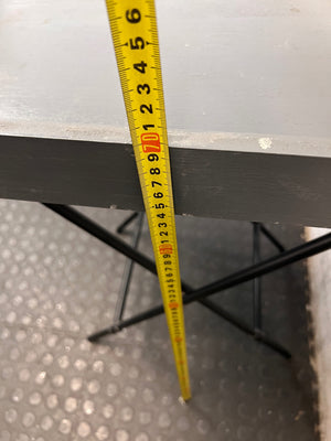 Grey Wooden Tray Table on Metal Folding Stand — Well Used Condition – height measurement
