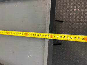 Grey Wooden Tray Table on Metal Folding Stand — Well Used Condition – width measurement