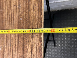 Folding Wood Look Side Table with Black Metal Base — Well Used with Surface Wear – depth measurement