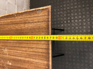 Folding Wood Look Side Table with Black Metal Base — Well Used with Surface Wear – width measurement
