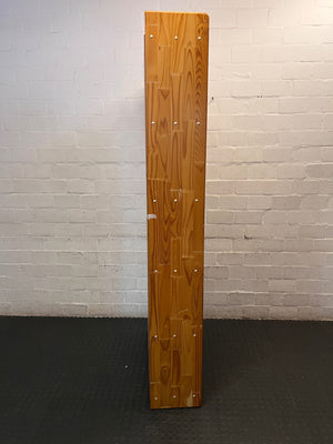 Tall 5-Tier Pine Bookshelf — Pine Bookshelf with Ornate Cornices – back view