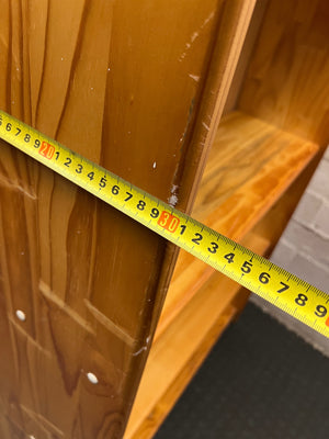 Tall 5-Tier Pine Bookshelf — Pine Bookshelf with Ornate Cornices – depth measurement