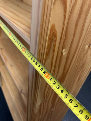 Tall 6-Tier Pine Bookshelf with Cornice — Good Condition with Variable Shelf Configurations – depth measurement