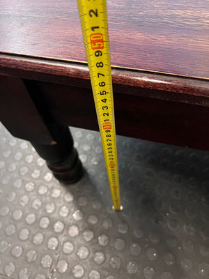 Square Dark Wood Side Table with Turned Legs — Good Working Order – height measurement
