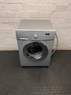 LG 7kg Front Loader Washing Machine in Silver — Good Working Order – main front view