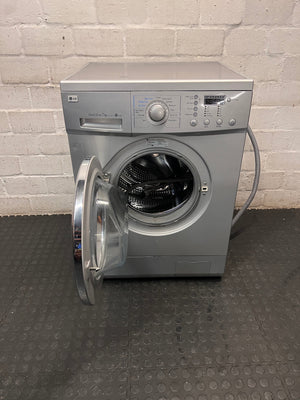 LG 7kg Front Loader Washing Machine in Silver — Good Working Order – side view
