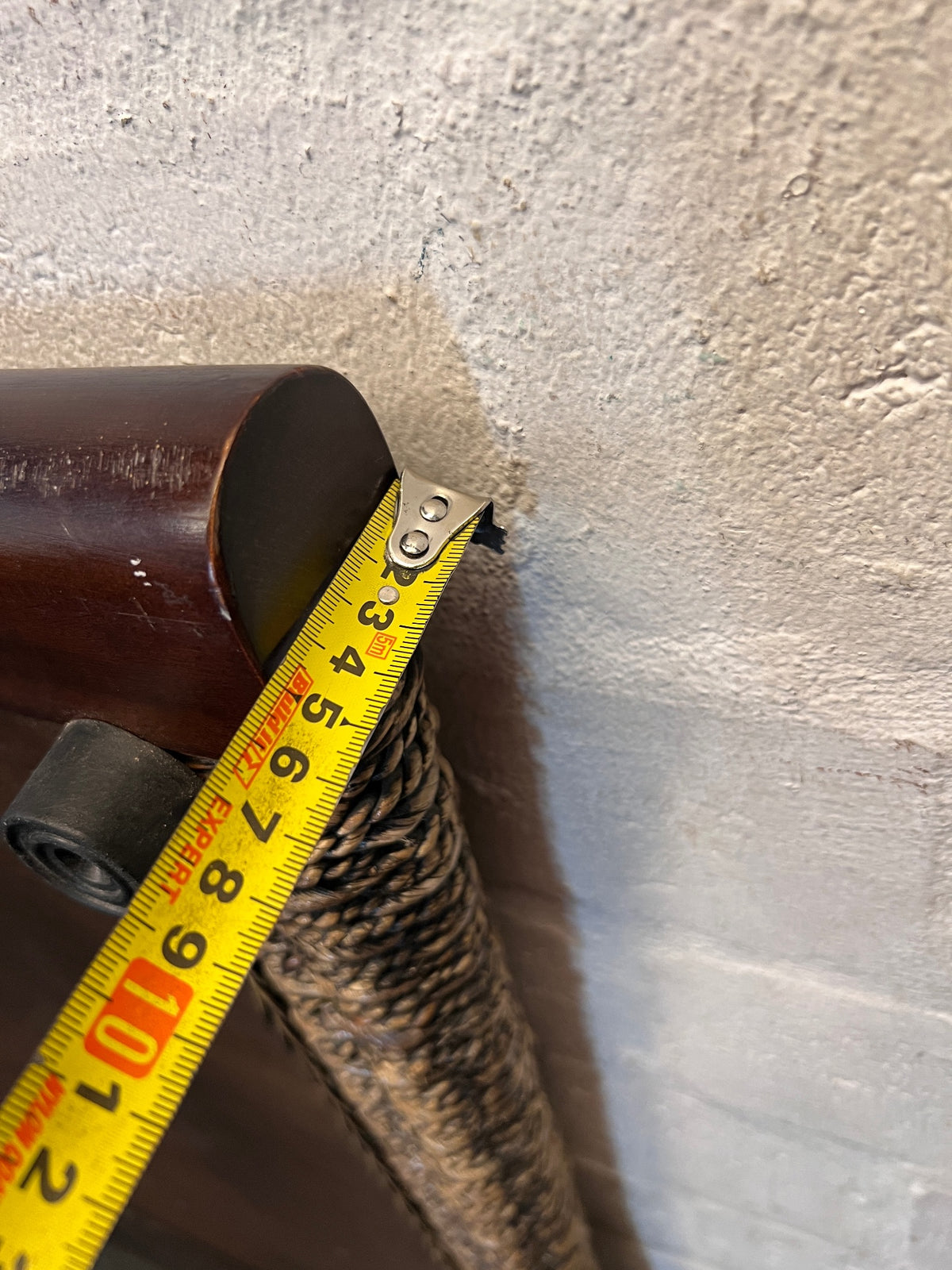 Dark Wood and Woven Wicker King Headboard — Good Working Order – depth measurement