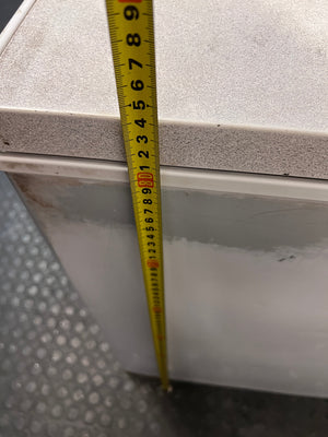 KIC White Chest Freezer — Good Working Order with Exterior Dents – height measurement