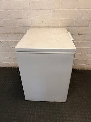 KIC White Chest Freezer — Good Working Order with Exterior Dents – top view