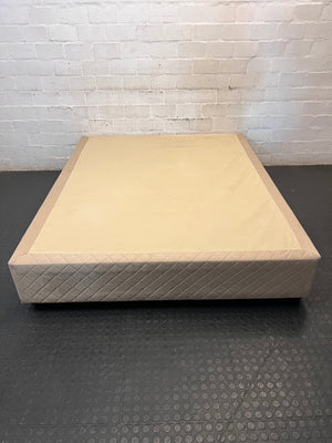 Upholstered Beige Double Bed Base with Quilted Detail — Good Working Order – condition detail