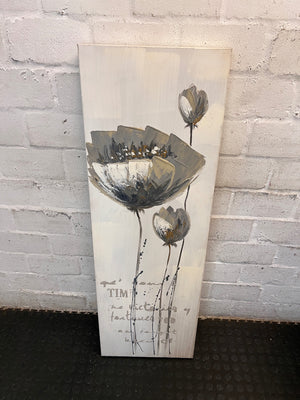 Vertical Floral Impasto Canvas Wall Art – condition detail