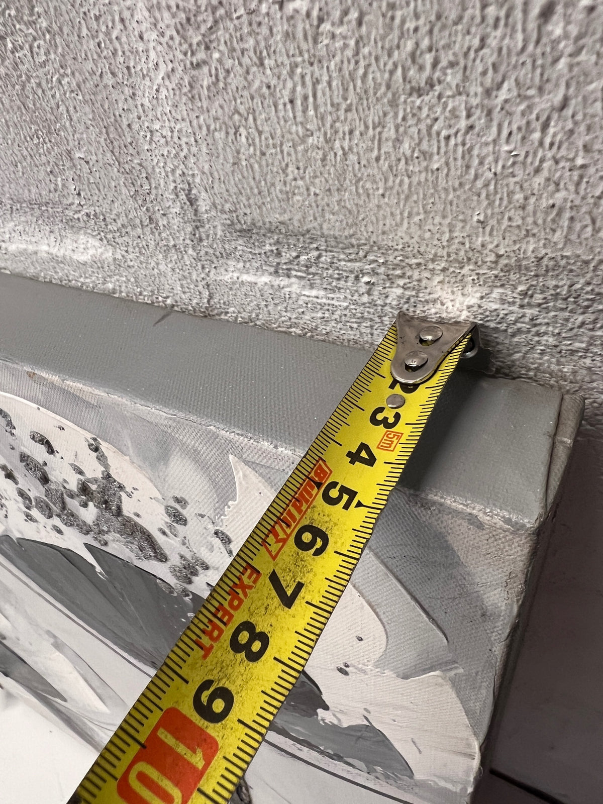 Monochrome Textured Floral Canvas Artwork — Good Condition – depth measurement