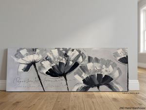 Monochrome Textured Floral Canvas Artwork — Good Condition – styled product image