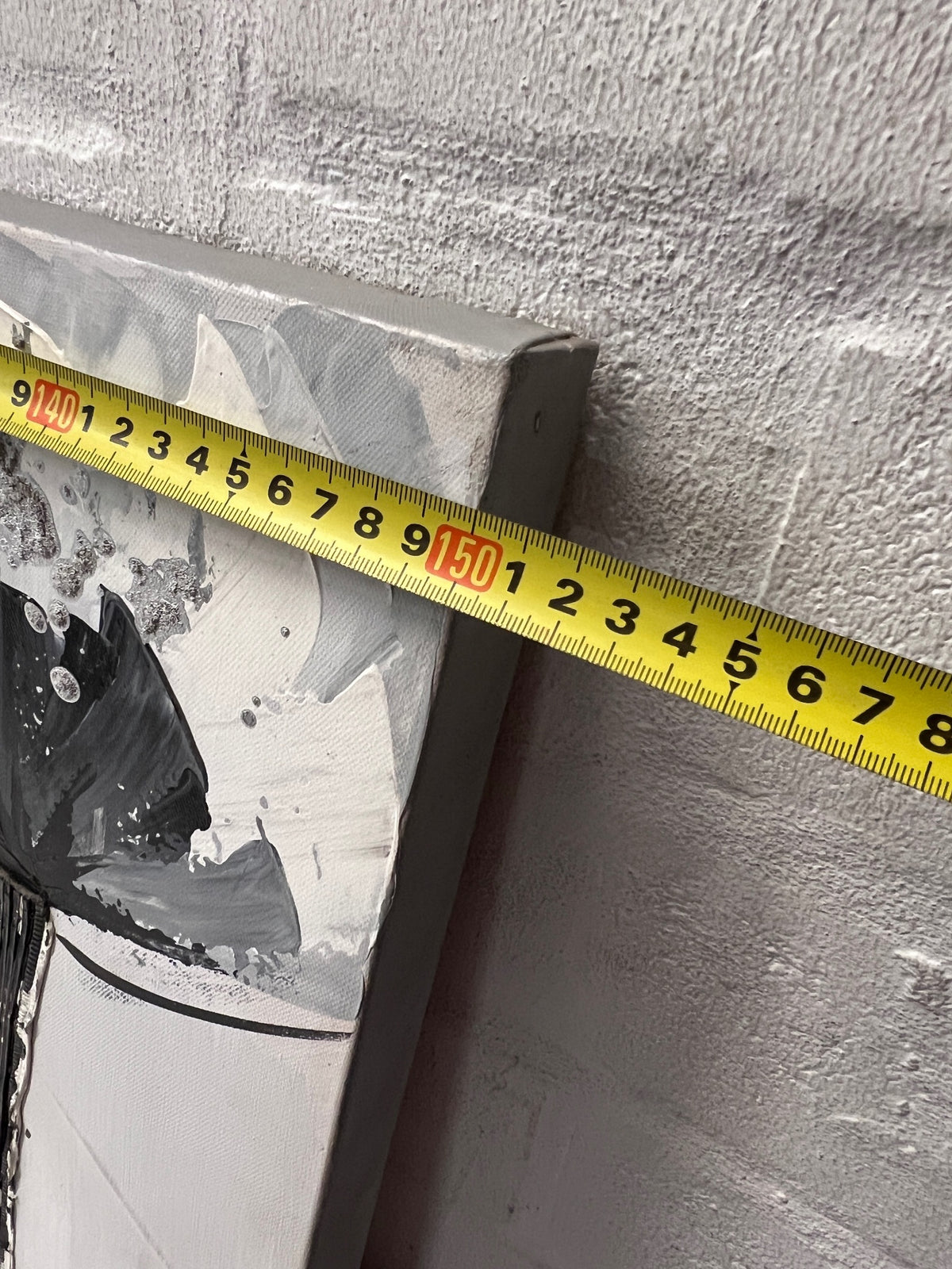 Monochrome Textured Floral Canvas Artwork — Good Condition – width measurement