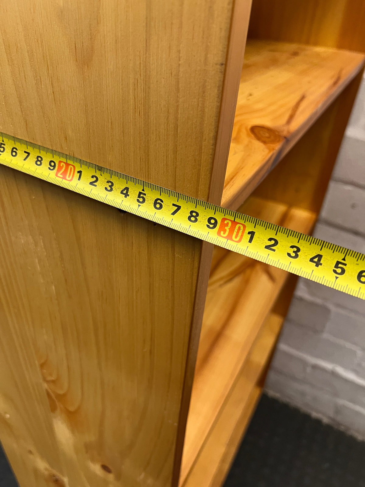 Classic 5-Tier Wooden Bookshelf in Natural Finish — Varying Shelf Configurations – depth measurement