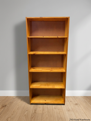 Classic 5-Tier Wooden Bookshelf in Natural Finish — Varying Shelf Configurations – styled product image