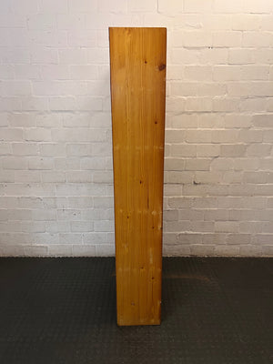 Tall Natural Wood 5-Tier Bookshelf — Variable Shelf Configurations in Set – back view