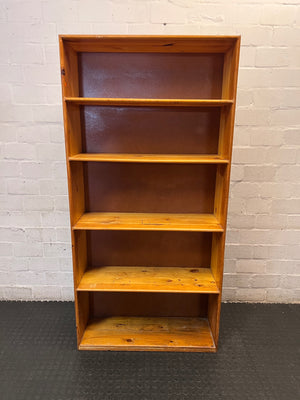 Tall Natural Wood 5-Tier Bookshelf — Variable Shelf Configurations in Set – main front view