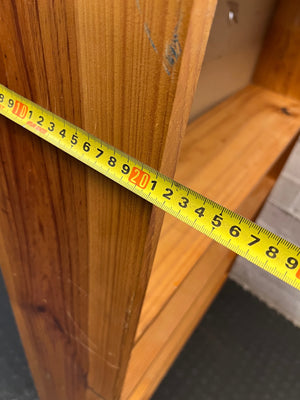 Tall Five-Shelf Wooden Bookshelf — Punctured Backing Board; Variable Shelf Configuration – depth measurement