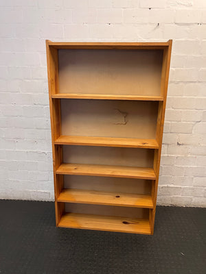 Tall Five-Shelf Wooden Bookshelf — Punctured Backing Board; Variable Shelf Configuration – main front view