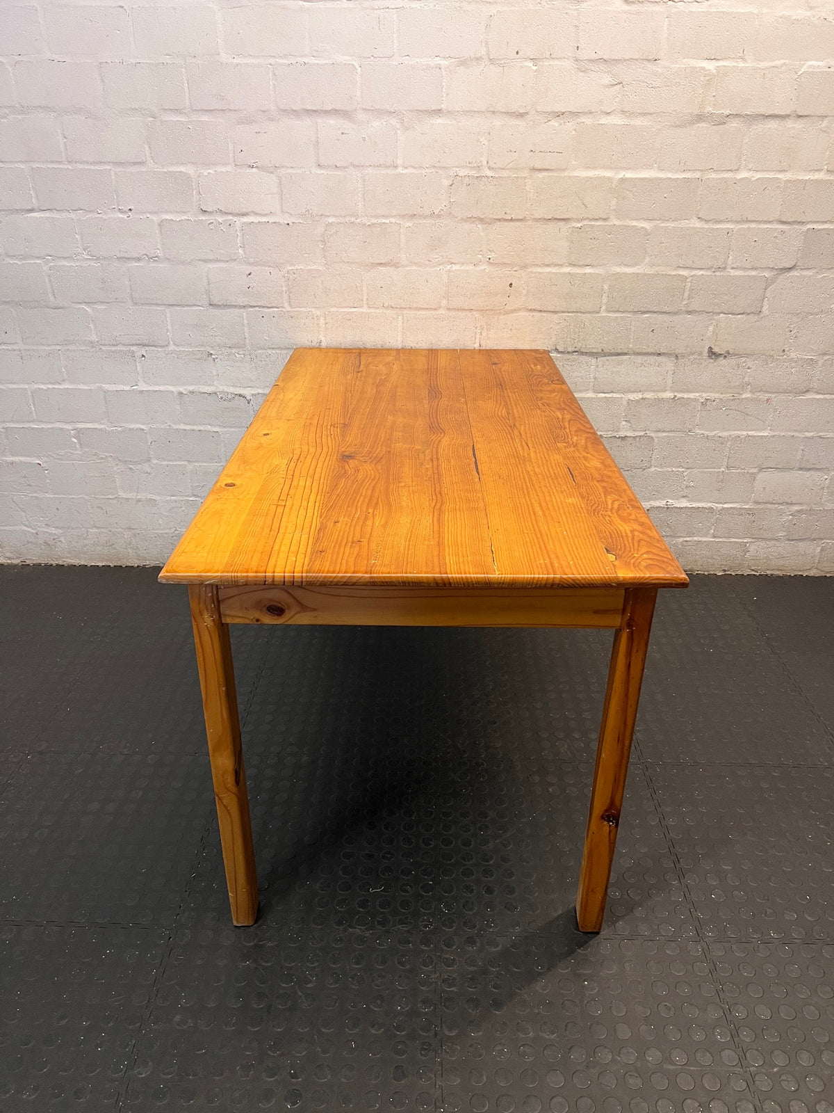 Classic Rectangular Pine Wood Dining Table — Good Working Order – back view