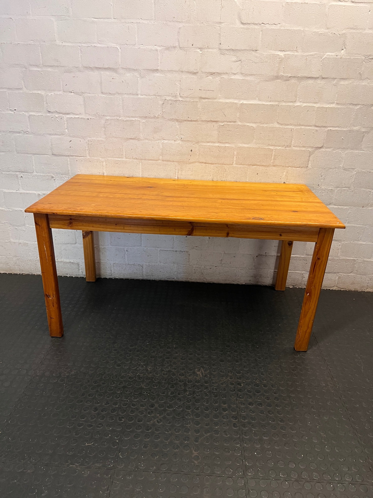 Classic Rectangular Pine Wood Dining Table — Good Working Order – main front view