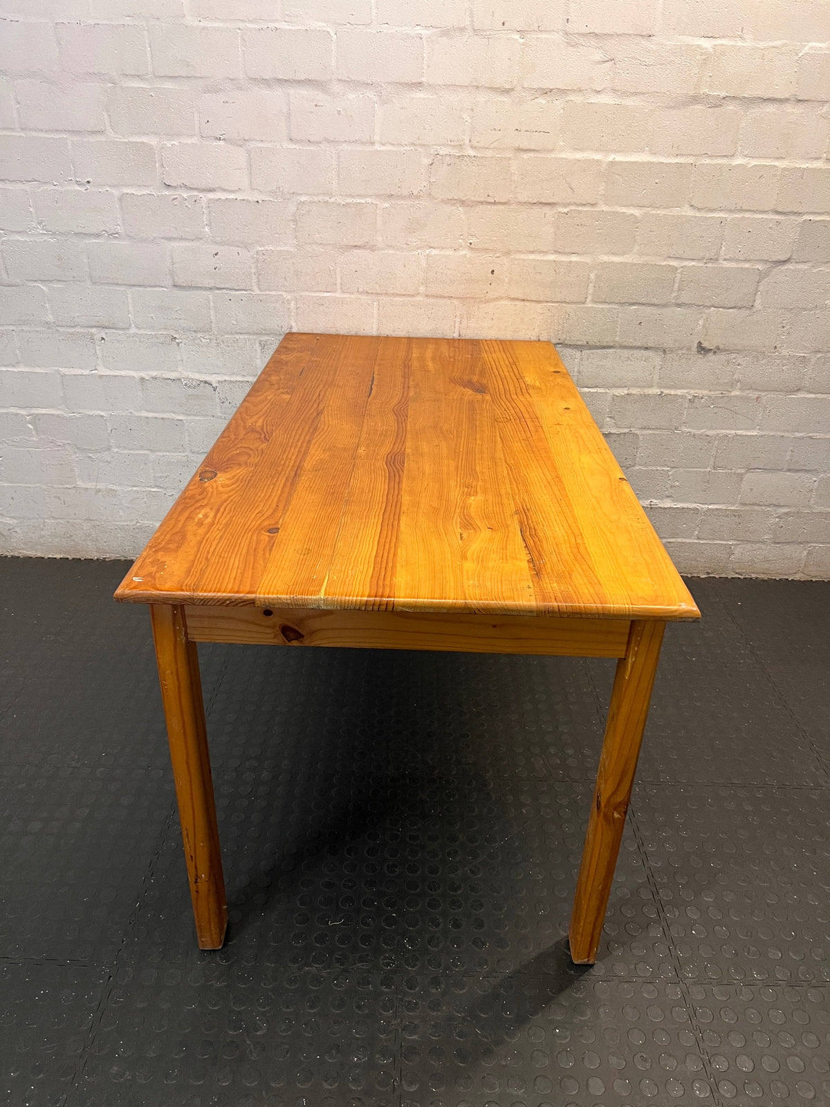 Classic Rectangular Pine Wood Dining Table — Good Working Order – side view