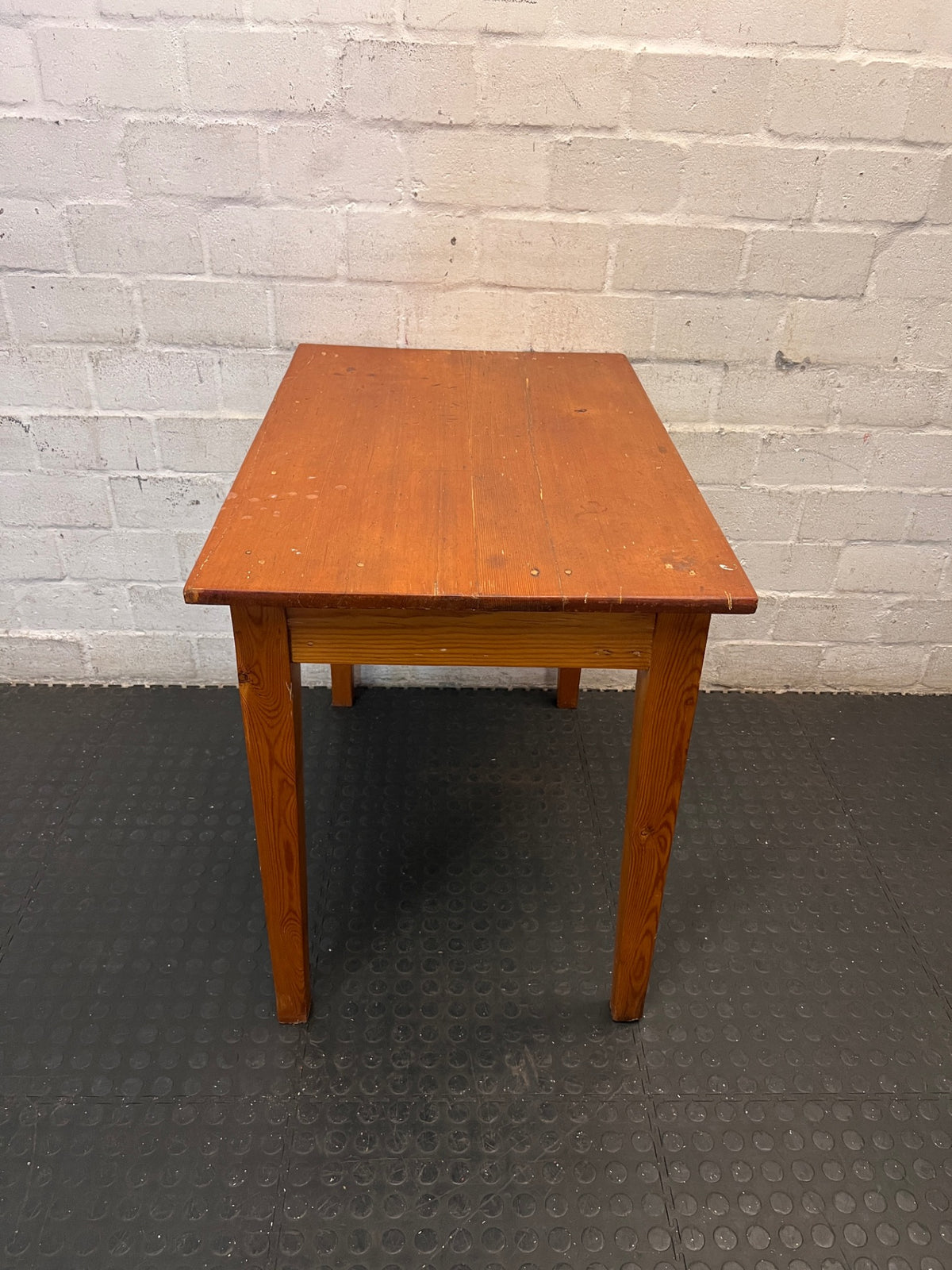 Classic Rectangular Wooden Dining Table — Visible Surface Wear and Scuffing – side view