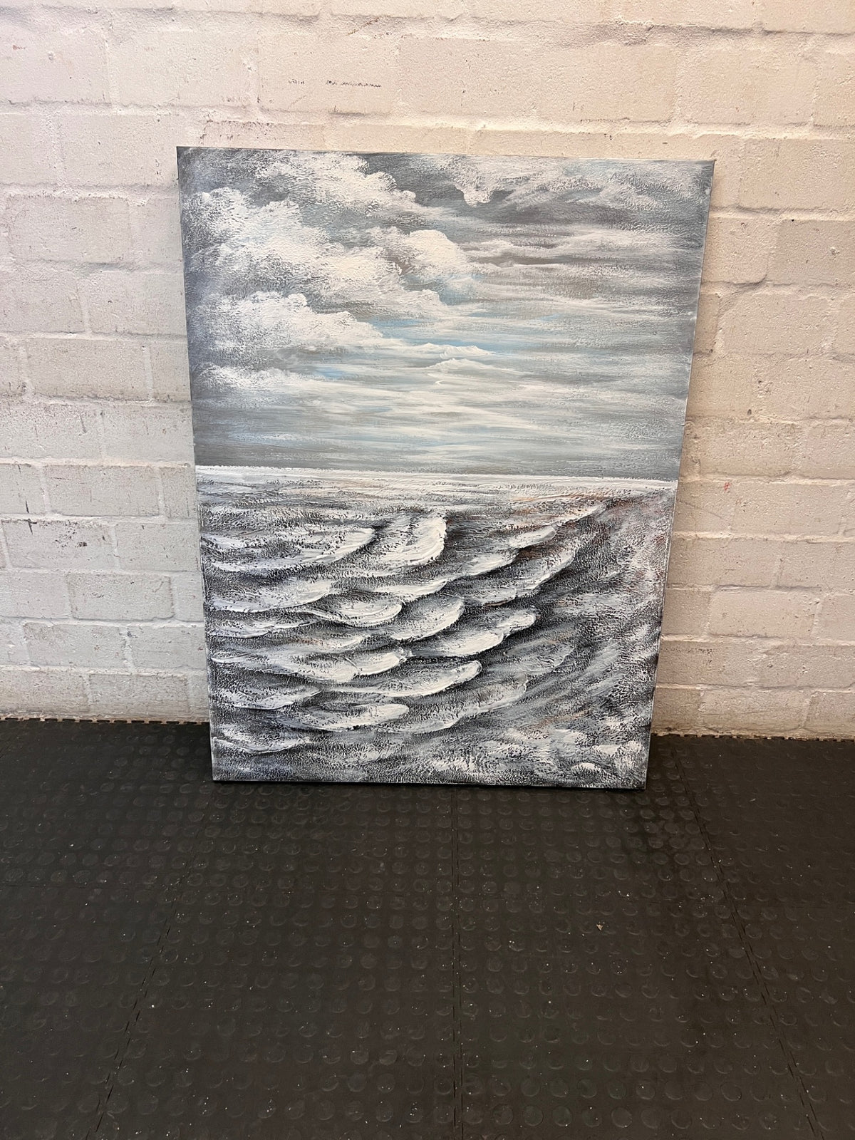 Textured Ocean Seascape Canvas Painting – main front view