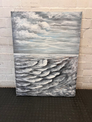 Textured Ocean Seascape Canvas Painting – side view